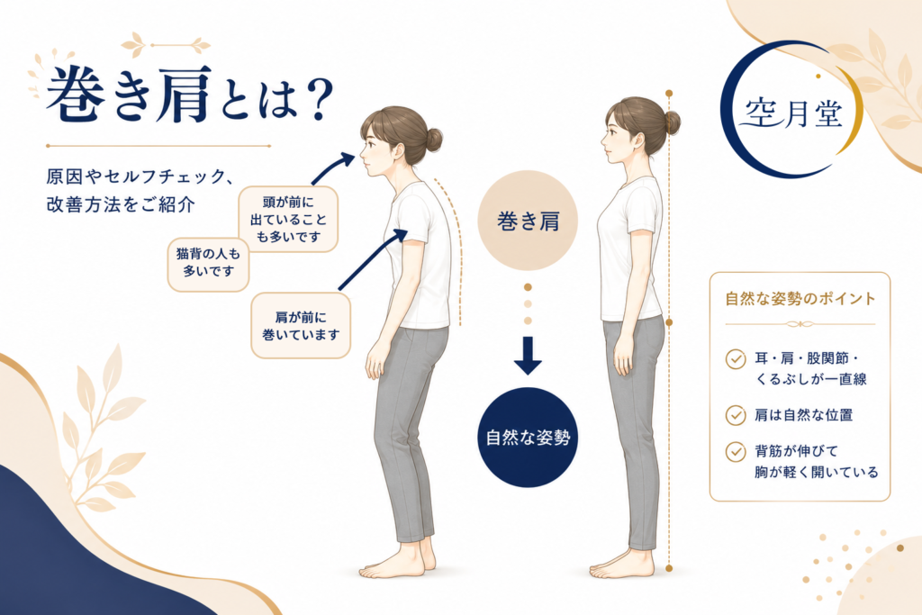 巻き肩とは？原因やセルフチェック、改善方法を解説