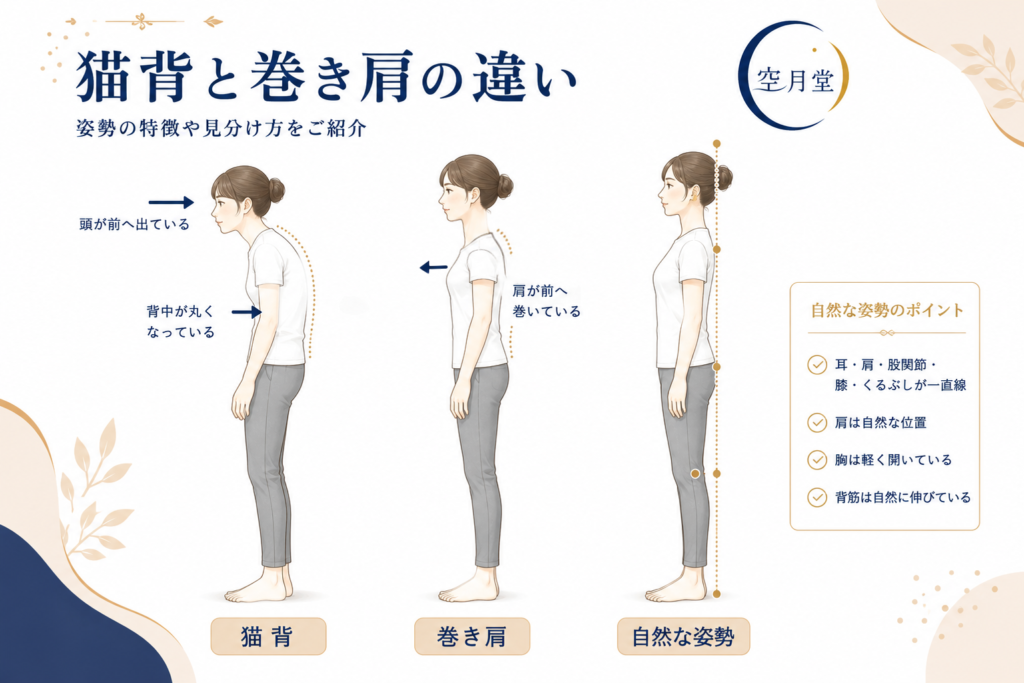 猫背と巻き肩の違いとは？見分け方や改善方法をご紹介