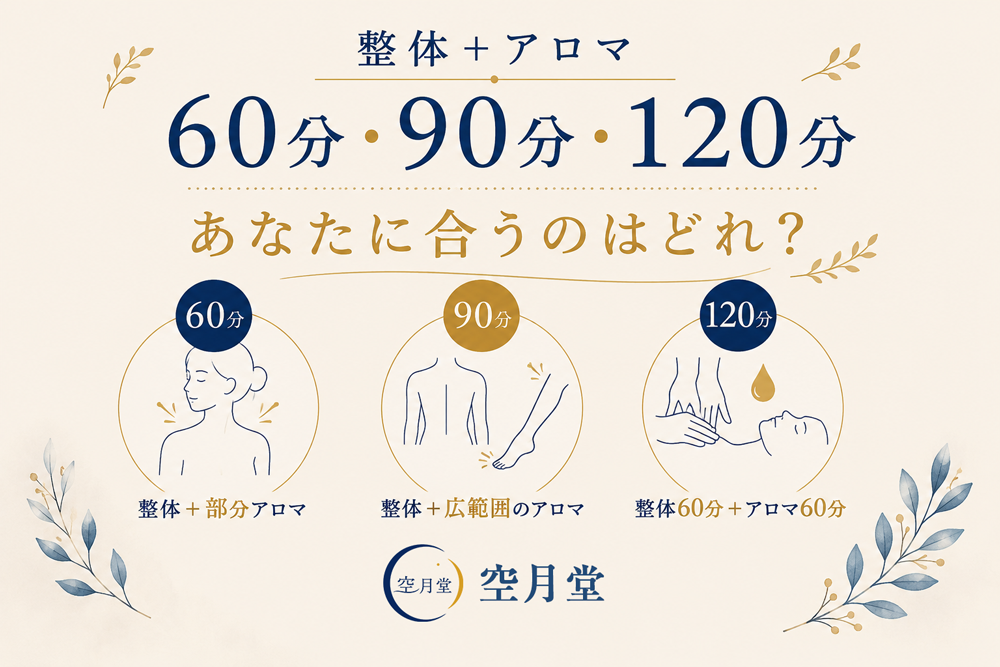 整体＋アロマ、60分・90分・120分はどう違う？｜空月堂