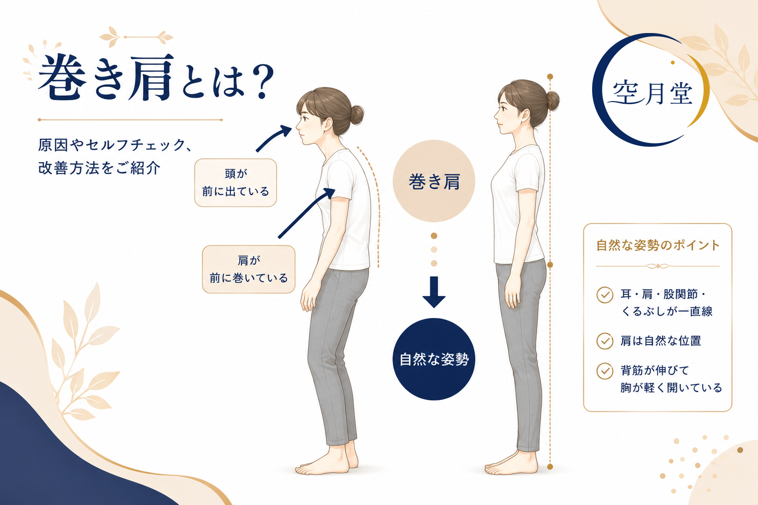巻き肩とは?原因・セルフチェック・改善方法を整体師がわかりやすく解説
