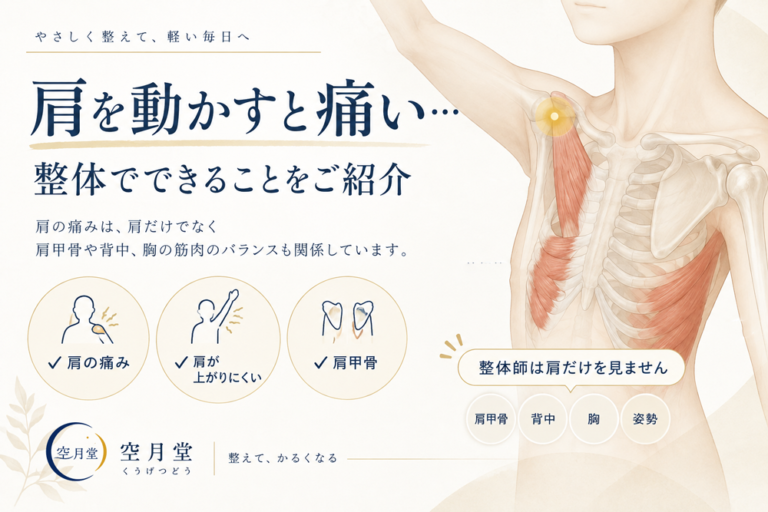 肩を動かすと痛い…整体でできることをご紹介